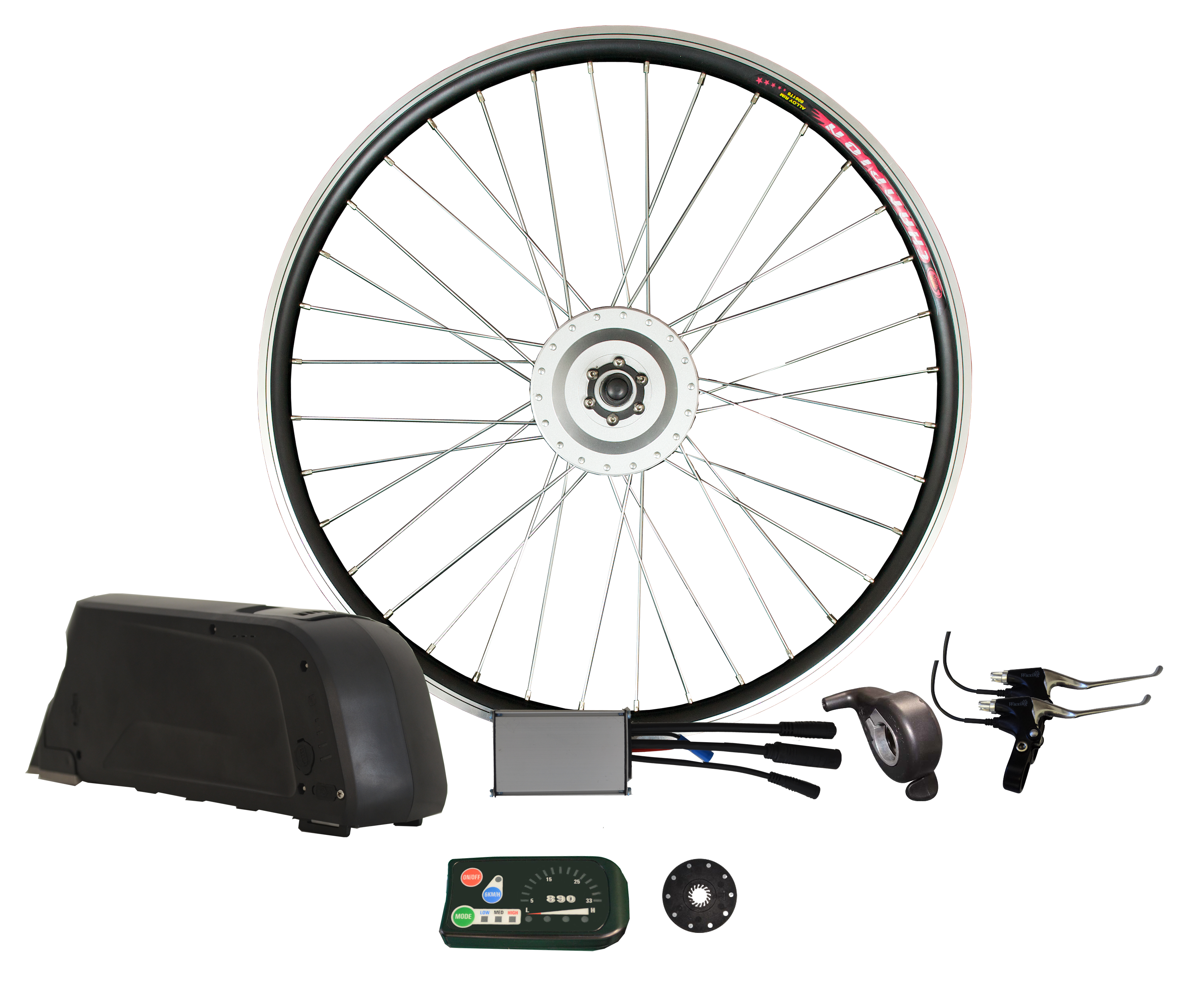 Cyclotricity 250W front drive conversion kit with motor wheel, battery, LCD and throttle